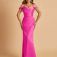 Sexy Off Shoulder Mermaid Long Prom Dresses Satin Spaghetti Straps Floor Length