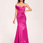 Satin One-shoulder Prom Dresses Pleats Floor Length Mermaid Long