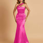Sexy Satin Mermaid Bridesmaid Dresses One Shoulder Floor Length