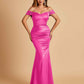 Satin Mermaid Off Shoulder Bridesmaid Dresses Sweetheart Floor Length
