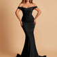 Jersey Mermaid Prom Dresses Off Shoulder Sweetheart Pleats Floor Length