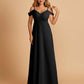 Chiffon Off-shoulder Long Bridesmaid Dresses V-neck Floor Length A-line For Sale