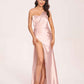 Sexy Satin One-shoulder Bridesmaid Dresses Side Slit Sheath Floor Length Long