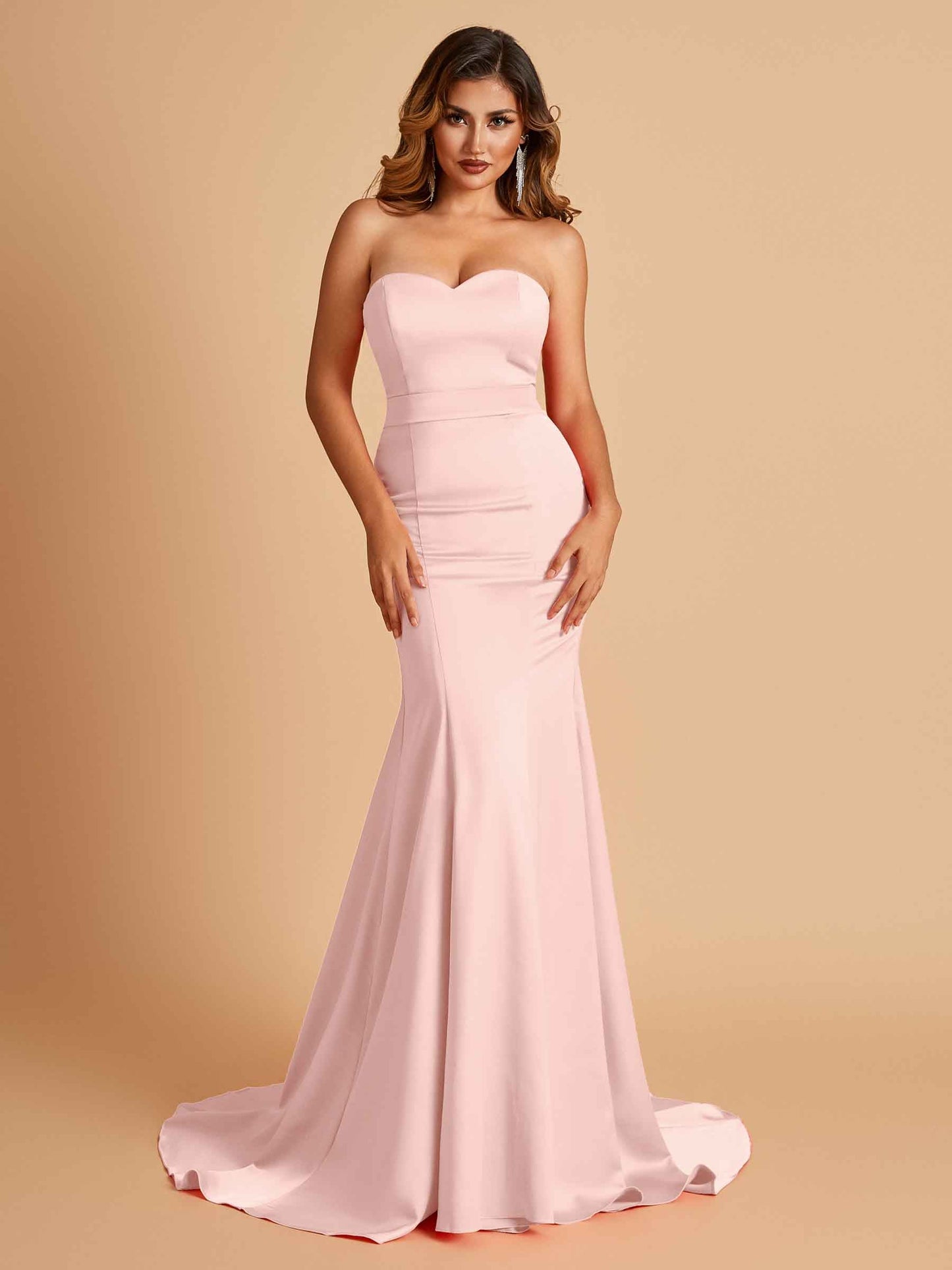 Sexy Satin Sweetheart Mermaid Prom Dresses Strapless Floor Length