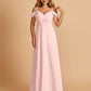 Chiffon Off-shoulder Long Bridesmaid Dresses V-neck Floor Length A-line For Sale
