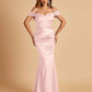 Satin Mermaid Off Shoulder Bridesmaid Dresses Sweetheart Floor Length
