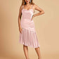 Sexy Satin Midi Asymmetrical Bridesmaid Dresses Spaghetti Straps Mermaid With Ruffles
