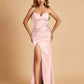 Sexy Satin Mermaid Long Bridesmaid Dresses Strapless Sweetheart Side Slit Floor Length