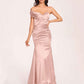 Satin One-shoulder Bridesmaid Dresses Pleats Floor Length Mermaid Long