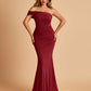 Sexy Jersey One Shoulder Bridesmaid Dresses Mermaid Pleats Floor Length Unique