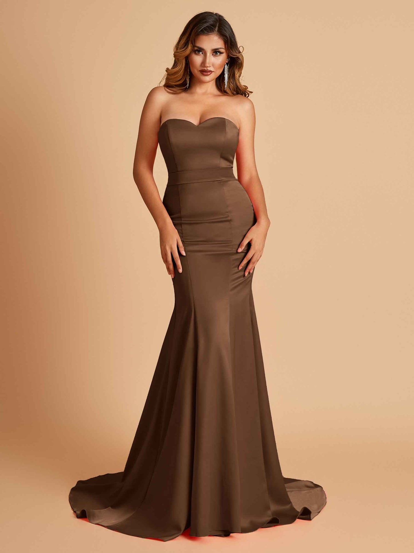 Sexy Satin Sweetheart Mermaid Prom Dresses Strapless Floor Length