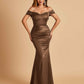 Satin Mermaid Off Shoulder Bridesmaid Dresses Sweetheart Floor Length