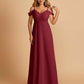 Chiffon Off-shoulder Long Bridesmaid Dresses V-neck Floor Length A-line For Sale