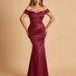 Satin Mermaid Off Shoulder Bridesmaid Dresses Sweetheart Floor Length