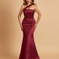 Sexy Satin Mermaid Bridesmaid Dresses One Shoulder Floor Length