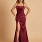 Sexy Satin Spaghetti Straps Prom Dresses Open Back Mermaid Floor Length Unique