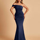 Sexy Jersey One Shoulder Bridesmaid Dresses Mermaid Pleats Floor Length Unique