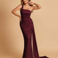 Sexy Satin One Shoulder Mermaid Bridesmaid Dresses Pleats Floor Length