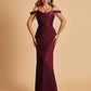 Sexy Off Shoulder Mermaid Long Bridesmaid Dresses Satin Spaghetti Straps Floor Length