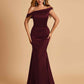 Charming Satin Off Shoulder Mermaid Prom Dresses Straps Floor Length