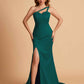 Elegant Satin One Shoulder Sweetheart Mermaid Long Bridesmaid Dresses