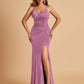 Jersey Mermaid Bridesmaid Dresses Spaghetti Straps V-neck Side Slit Floor Length