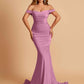 Jersey Mermaid Prom Dresses Off Shoulder Sweetheart Pleats Floor Length