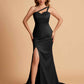 Elegant Satin One Shoulder Sweetheart Mermaid Long Bridesmaid Dresses