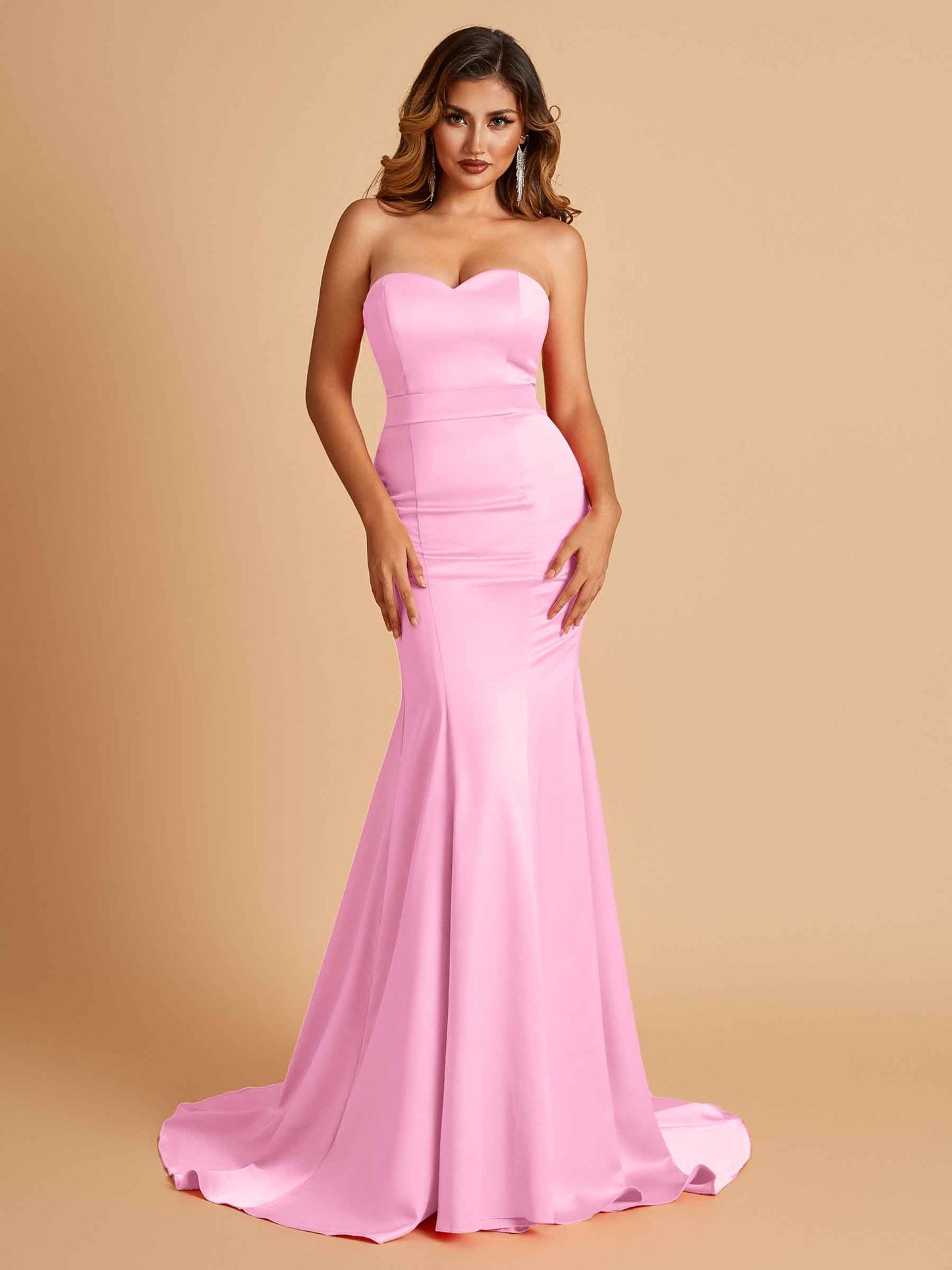Sexy Satin Sweetheart Mermaid Prom Dresses Strapless Floor Length
