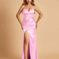 Sexy Satin Mermaid Long Bridesmaid Dresses Strapless Sweetheart Side Slit Floor Length