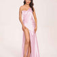 Sexy Satin One-shoulder Bridesmaid Dresses Side Slit Sheath Floor Length Long