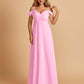 Chiffon Off-shoulder Long Bridesmaid Dresses V-neck Floor Length A-line For Sale