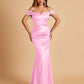 Satin Mermaid Off Shoulder Bridesmaid Dresses Sweetheart Floor Length
