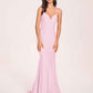 Sexy Satin Mermaid Prom Dresses Spaghetti Straps V-neck Floor Length Lace-up Back