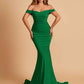 Jersey Mermaid Prom Dresses Off Shoulder Sweetheart Pleats Floor Length