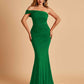 Sexy Jersey One Shoulder Prom Dresses Mermaid Pleats Floor Length Unique