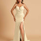 Satin Mermaid Long Prom Dresses Spaghetti Straps Sweetheart Side Slit Floor Length