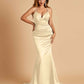 Satin Mermaid V-neck Bridesmaid Dresses Spaghetti Straps Floor Length