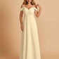 Chiffon Off-shoulder Long Prom Dresses V-neck Floor Length A-line