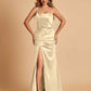 Sexy Satin Spaghetti Straps Bridesmaid Dresses Open Back Mermaid Floor Length Unique