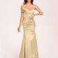 Satin One-shoulder Bridesmaid Dresses Pleats Floor Length Mermaid Long