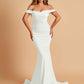 Jersey Mermaid Prom Dresses Off Shoulder Sweetheart Pleats Floor Length