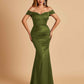 Satin Mermaid Off Shoulder Bridesmaid Dresses Sweetheart Floor Length