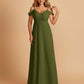 Chiffon Off-shoulder Long Bridesmaid Dresses V-neck Floor Length A-line For Sale