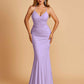 Sexy Jersey Spaghetti Straps Prom Dresses V-neck Mermaid Criss-cross Back Floor Length