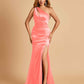 Sexy Satin Key Hole Bridesmaid Dresses One Shoulder Key Hole Floor Length Sheath For Sale