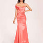 Satin One-shoulder Bridesmaid Dresses Pleats Floor Length Mermaid Long