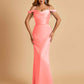 Sexy Off Shoulder Mermaid Long Bridesmaid Dresses Satin Spaghetti Straps Floor Length