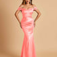 Satin Mermaid Off Shoulder Bridesmaid Dresses Sweetheart Floor Length
