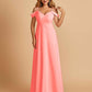 Chiffon Off-shoulder Long Bridesmaid Dresses V-neck Floor Length A-line For Sale